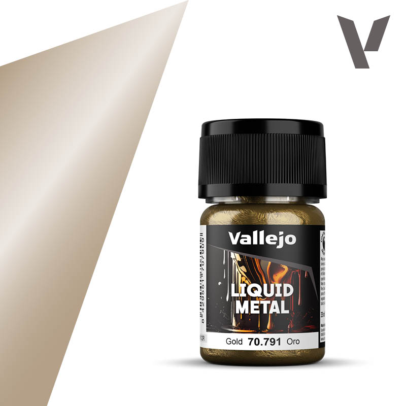 Vallejo 70.791 Liquid Metal Zlatá vysokolesklá airbrush barva 35 ml