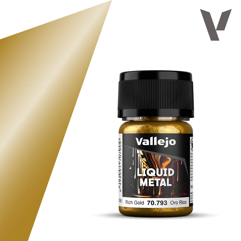 Vallejo 70.793 Liquid Metal Zlatá vysokolesklá airbrush barva 35 ml