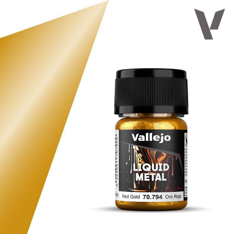 Vallejo 70.794 Liquid Metal Zlatá vysokolesklá airbrush barva 35 ml