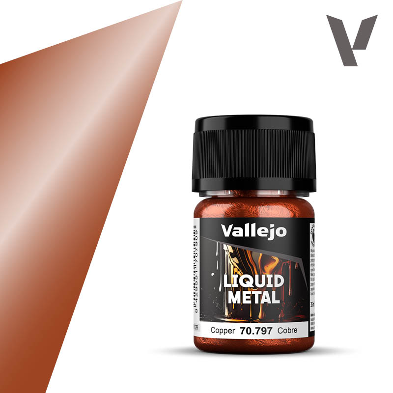 Vallejo 70.797 Liquid Metal Měděná Zlatá vysokolesklá airbrush barva 35 ml