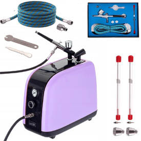 Airbrush set s kompresorem HS-386K + airbrush pistole FENGDA BD-130K 0,2+0,3+0,5mm + hadice