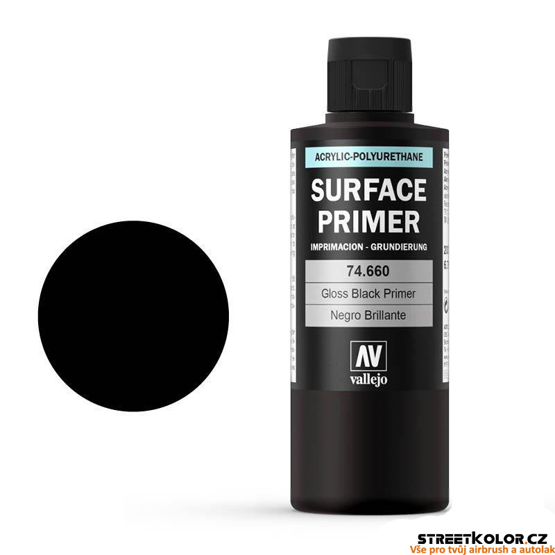 Vallejo 74.660 lesklý černý podklad pro airbrush barvy 200 ml